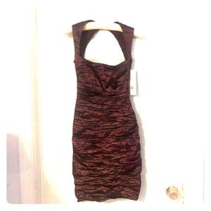 Nicole Miller maroon rusched dress 6p NWT